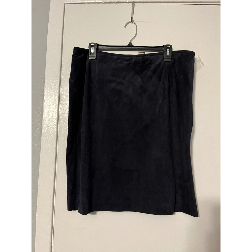 Tahari Arthur S. Levine Navy Blue Faux Suede Pencil Skirt Size 16 NWT